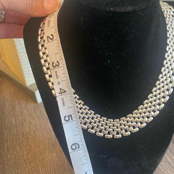 Vintage Napier Basket Weave Silver tone Chocker Necklace and matching bracelet - Picture 5 of 12